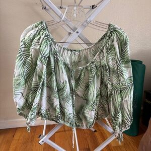 Sigrid Olsen Palm Tree Leaves Blouse, size Medium